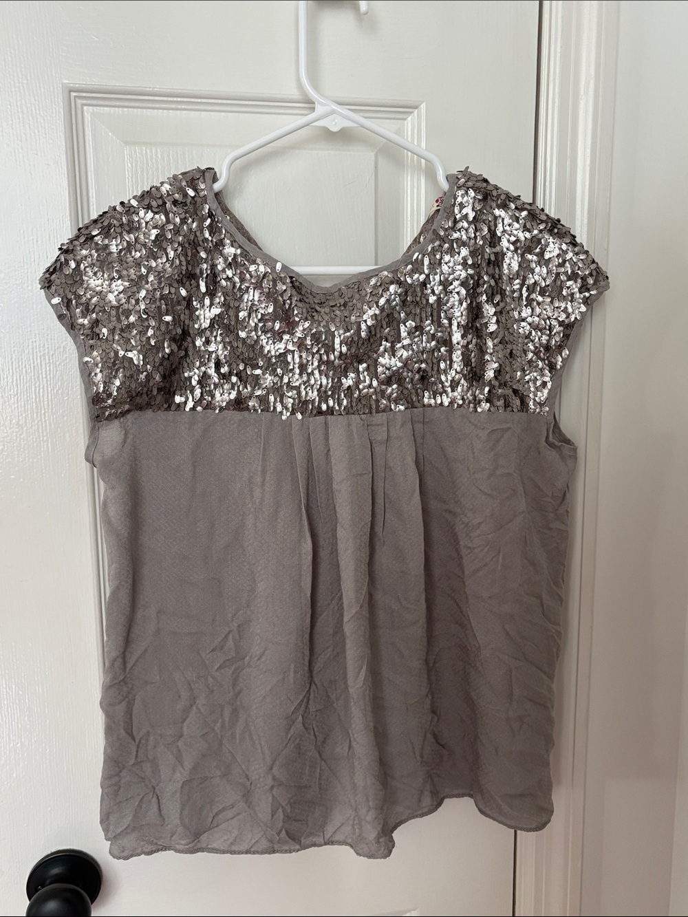 Sequined Cap-Sleeve Women's Top
